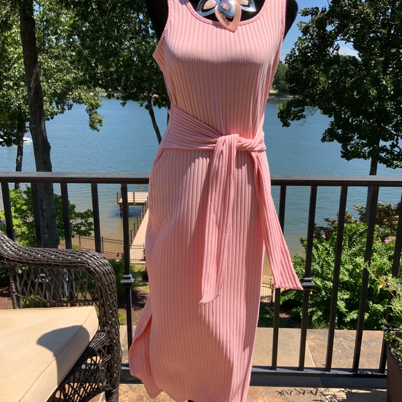 2 Sleeveless Rib MIDI Dresses (Pink and Blue) - Picture 3 of 7